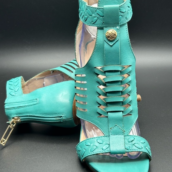 Guess GW Corale Teal Green Gladiator Heel  Open Toe Sandals Size 9 NWOT - Picture 5 of 12